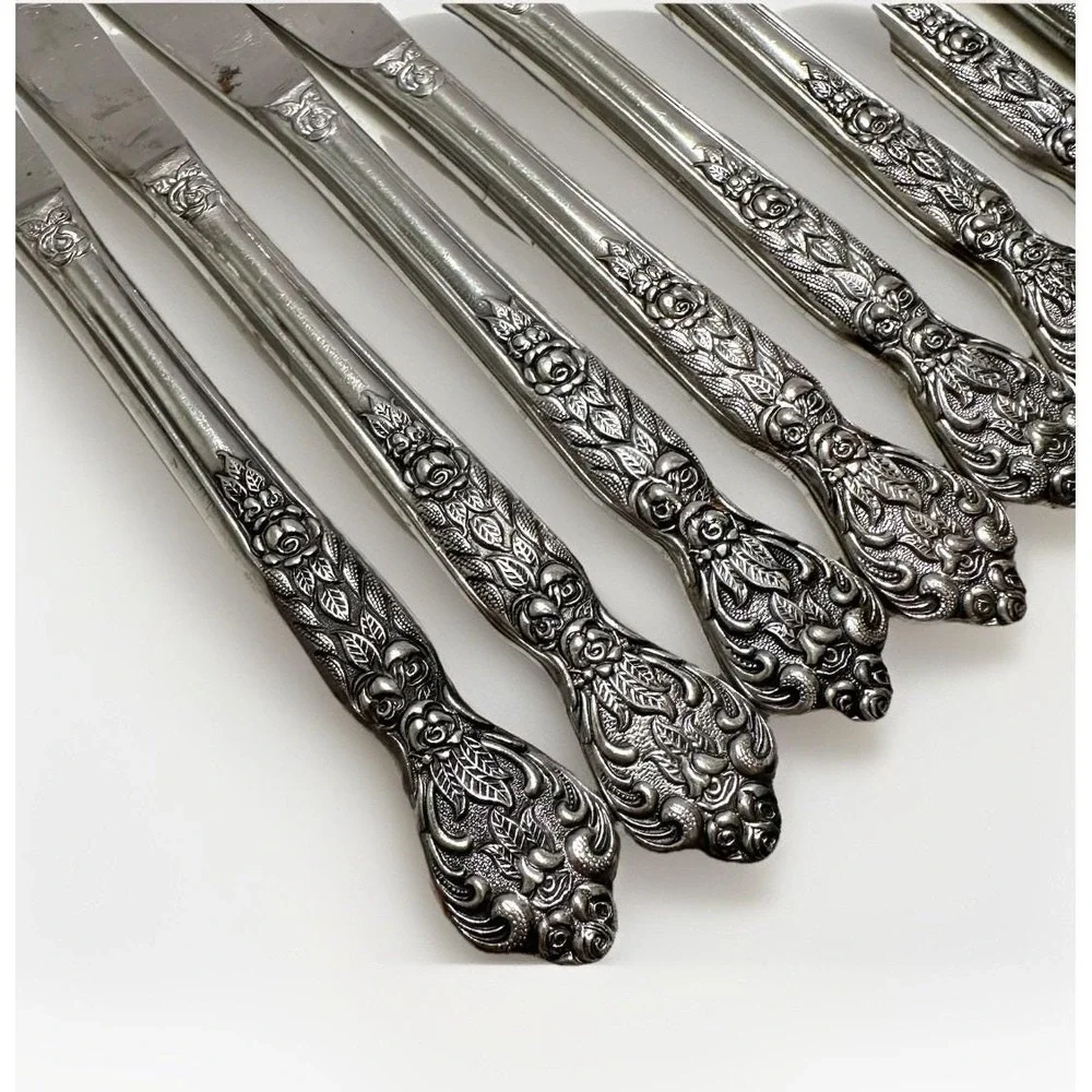 Vintage VERSAILLES Butter Knife Stainless by MSI Japan Flatware Lot of‎ 8 Floral - Picture 3 of 9